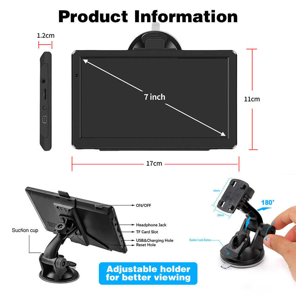 Innocruise X20 7-inch GPS Navigation with FM Transmitter, Global Map Navigation Optional, Multi-language Settings, MP3 Playback, Online Map Updates, for Cars/Van/Trucks