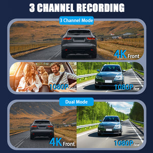 Innocruise Dashcam Car Front Rear 4K+ 1080P+ 1080P, Dash Cam Car Camera 3.18