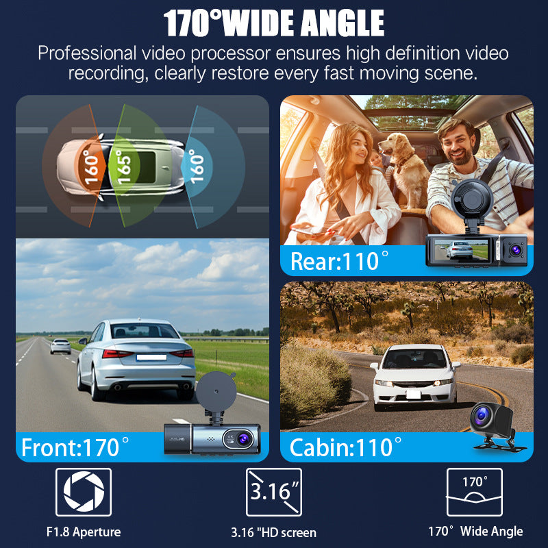 Innocruise Dashcam Car Front Rear 4K+ 1080P+ 1080P, Dash Cam Car Camera 3.18" IPS Screen, Free 128 GB Card, 5.8 GHz WiFi, GPS, 170° Wide Angle WDR, IR Night Vision