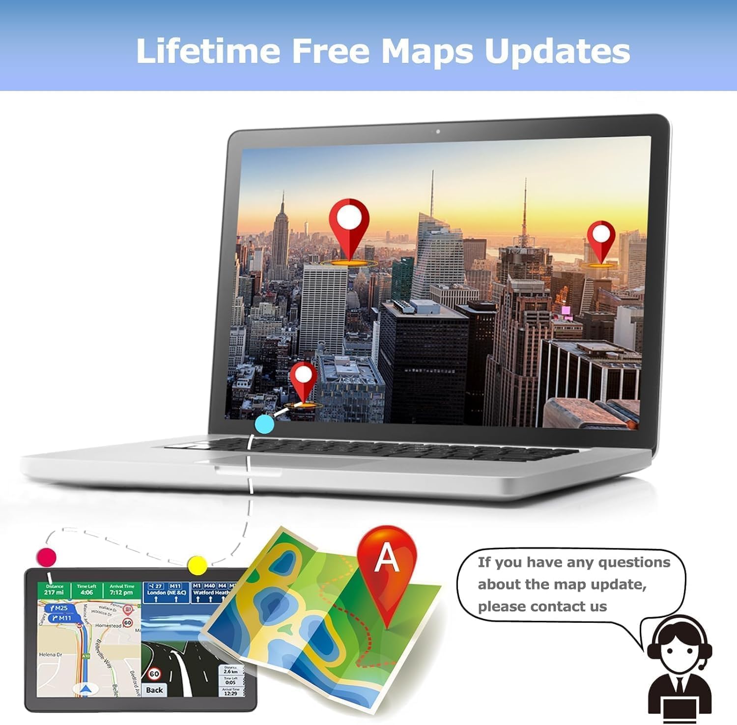 Innocruise X90 GPS navigation for cars, trucks, and motorcycles, with 2025 maps of Europe, a 9-inch car navigation system with free map updates, POI speed warnings, and voice guidance.