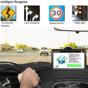 Innocruise X90 GPS navigation for cars, trucks, and motorcycles, with 2025 maps of Europe, a 9-inch car navigation system with free map updates, POI speed warnings, and voice guidance.